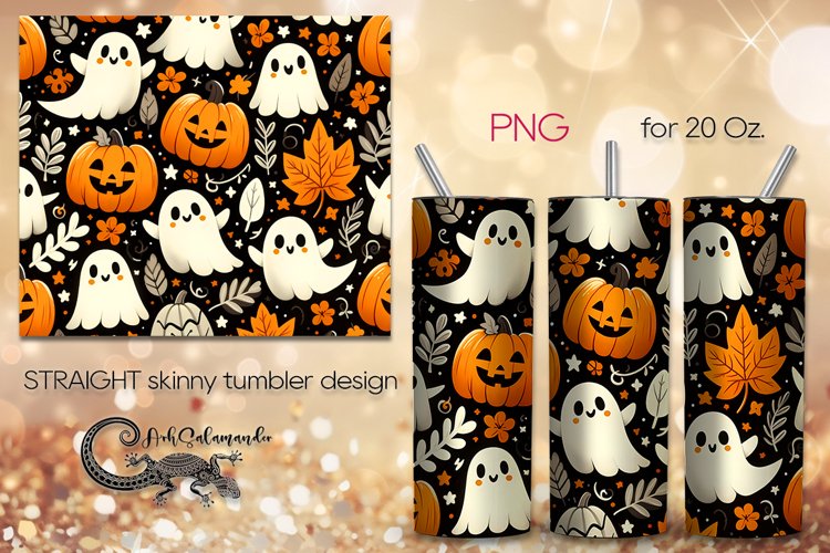 Halloween Pattern | Skinny tumbler sublimation design PLUS3