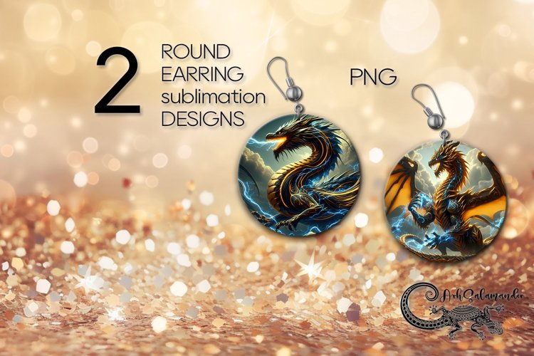 Chinese Dragon | fantasy Round earring Sublimation design P3