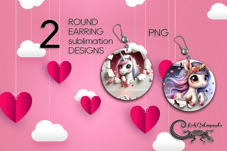 Valentine cat | Sublimation round earring design PL3