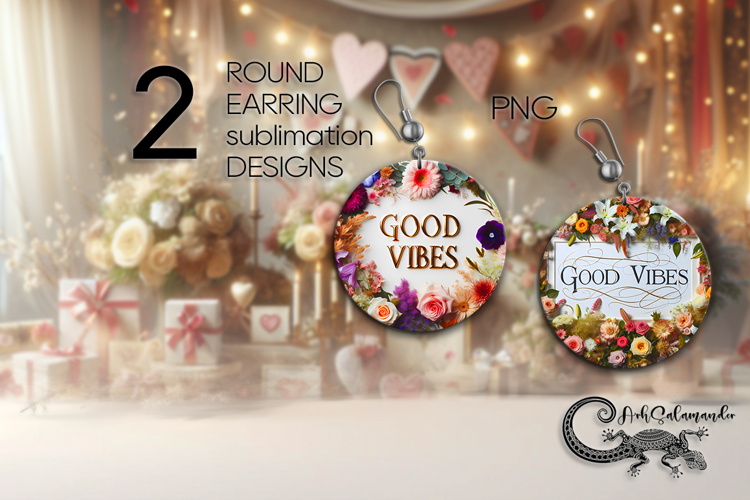 Motivating inscription | Round earring sublimation design P3