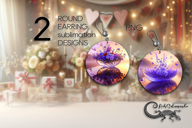 Fantasy sunset | Magic Round earring Sublimation design PL3