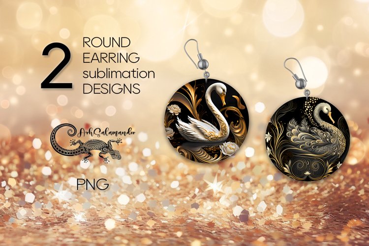 Swan | Birds Round earring Sublimation design PLUS3