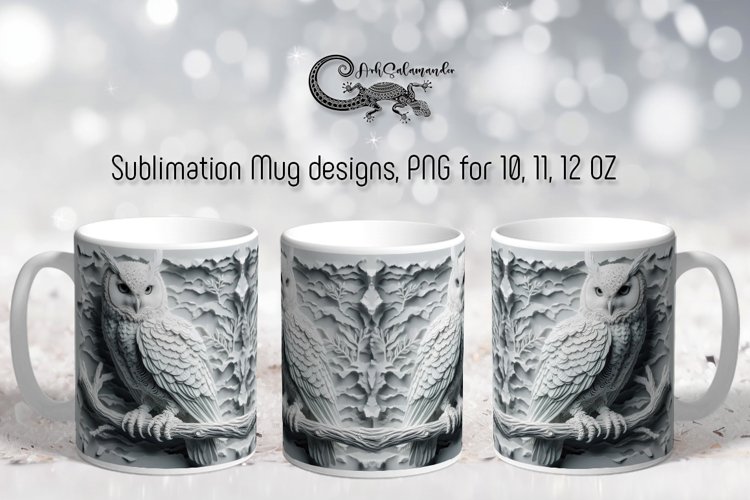 3d style owl | Fantasy Sublimation Mug design PLUS3