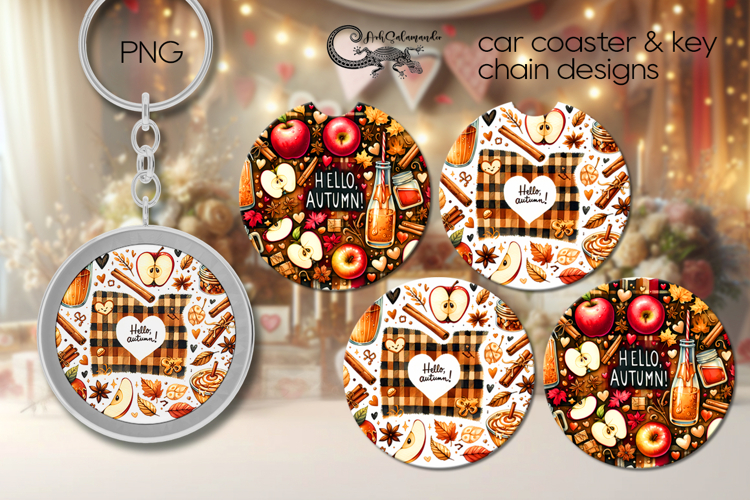 Autumn vibes | Fall Car coaster & key chain designs, PL3