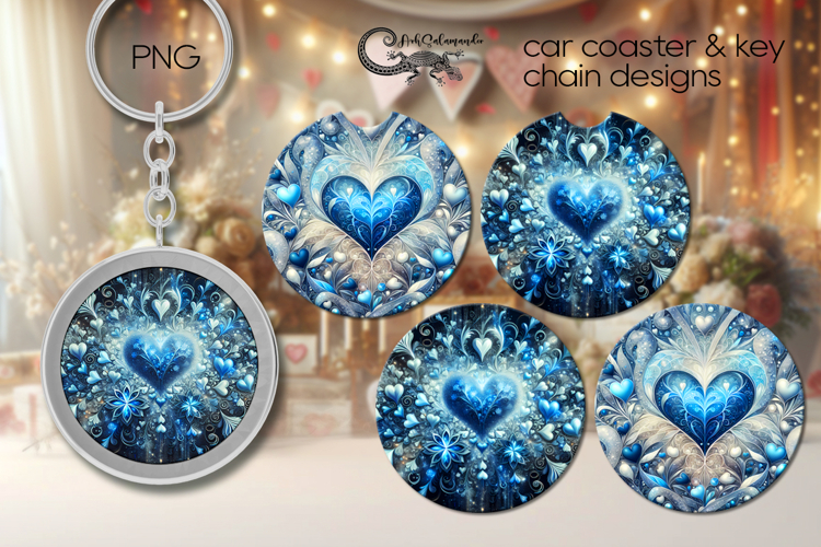Love hearts | valentine car coaster & key chain designs PL3