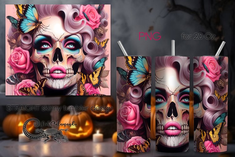 Funny skulls | Halloween Skinny tumbler sublimation PLUS3