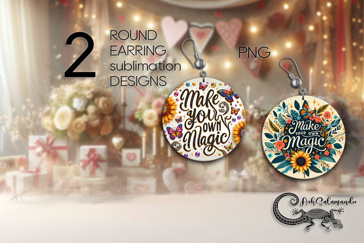 Motivating inscriptions | Round earring sublimation P3