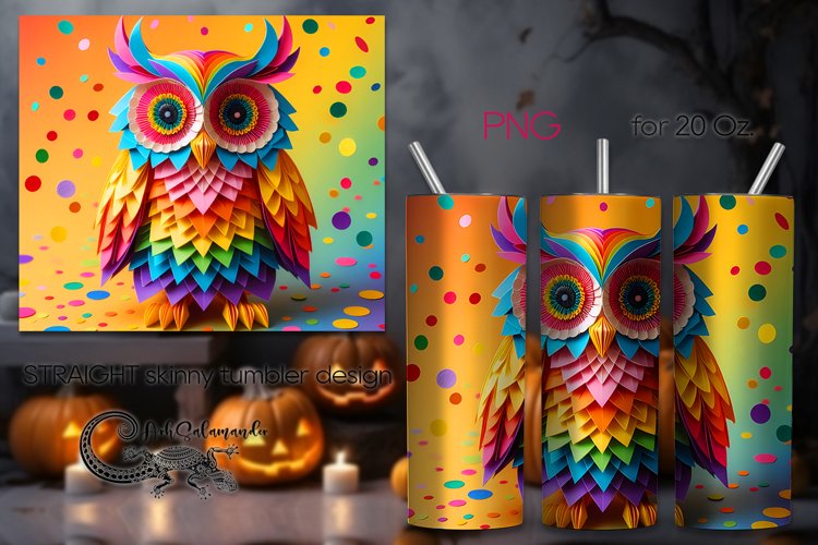 3D papercut Owl | skinny tumbler Sublimation design PLUS3