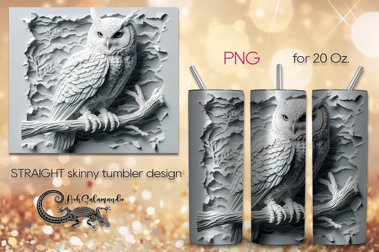 3D style Owl | skinny tumbler Sublimation design PLUS3