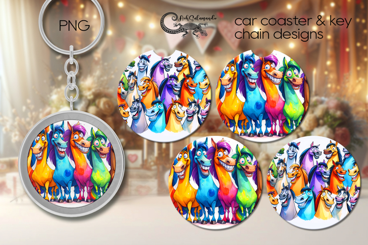 Funny animals | Cartoon Car coaster & key chain designs PL3