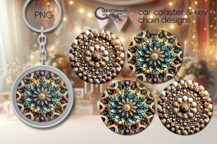 Mandala | mystic car coaster & key chain design PL3, PNG