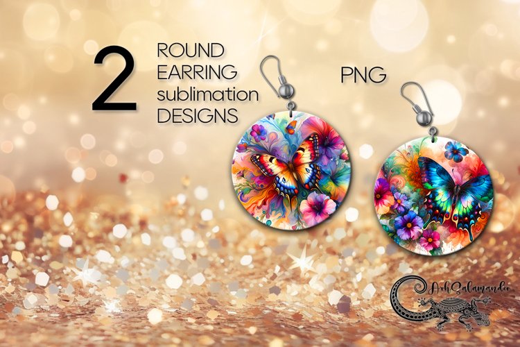 Bright Butterfly | Round earring Sublimation design PLUS3