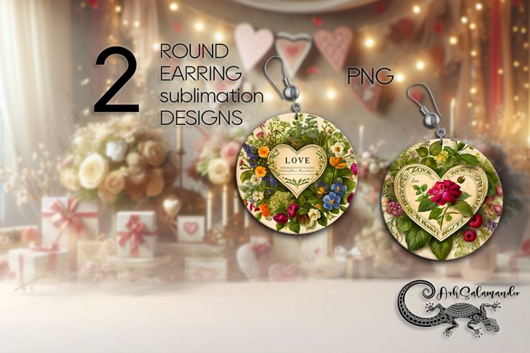 Valentine vintage love | Sublimation round earring PL3