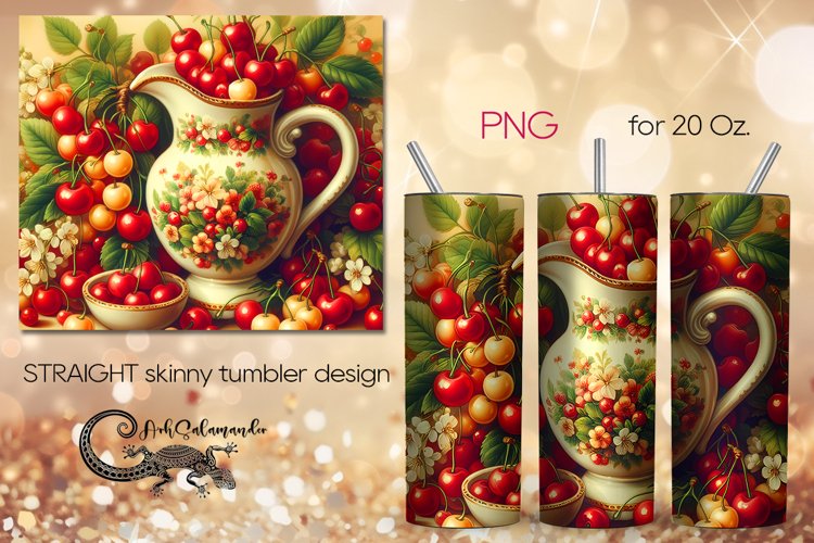 Berries | Retro style Skinny tumbler Sublimation design PL3