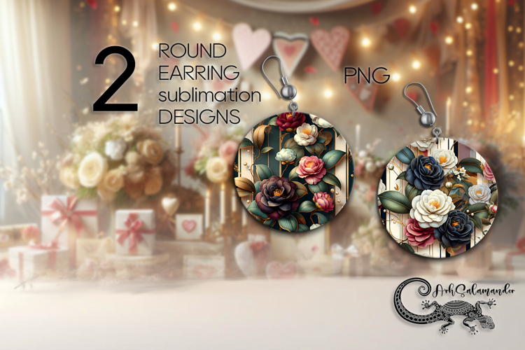 Vintage flowers | Round earring sublimation design PL3