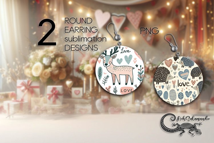 Scandi design | 2 valentine round earring Sublimation PL3