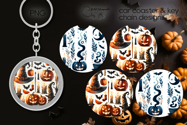 Halloween brushstroke | car coaster & key chain design P3