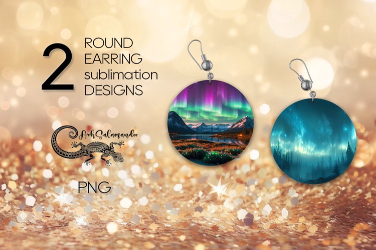 Northern Lights | Round earring xmas sublimation design PL3