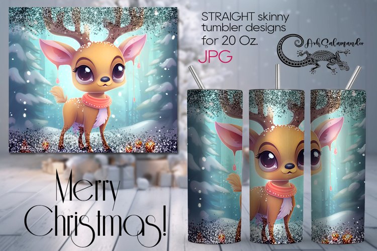 Christmas deer | Kids Xmas Sublimation tumbler design PLUS3