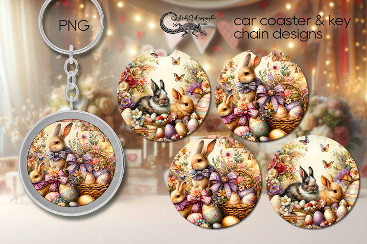 Shabby chic Easter | spring Car coaster   key chain design 3