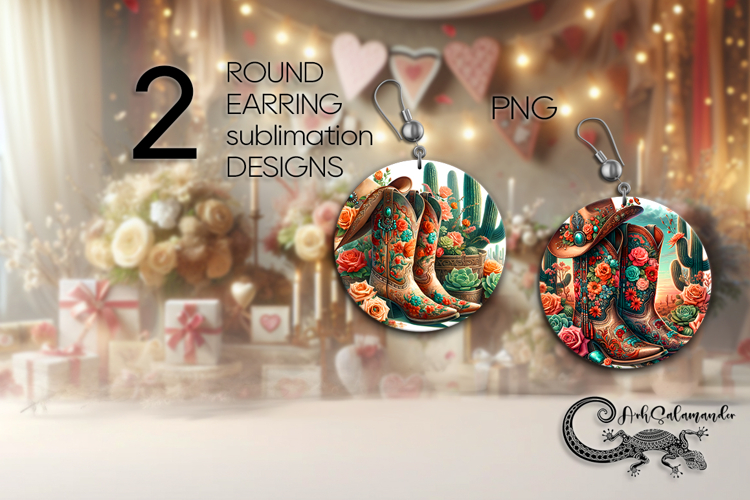 Western | America Round earring sublimation design PLU3