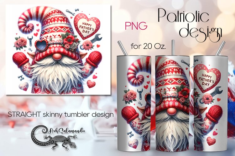 Fathers Day gnome | Skinny tumbler sublimation design PLUS3