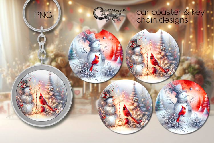Cute xmas snowman | Car coaster & key chain sublimation PL3