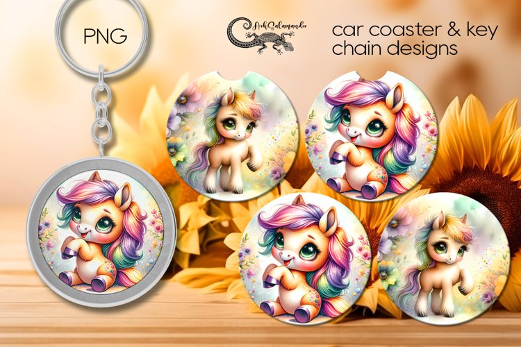 Rainbow animals | 2 Car coaster   key chain designs3