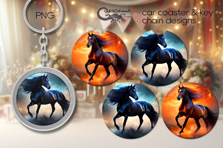 Horse | style Car coaster & key chain sublimation PL3