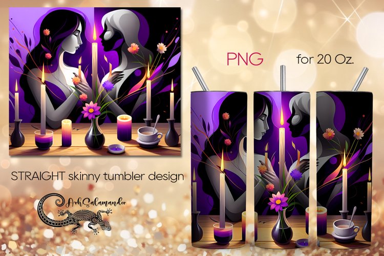 Girl in purple | modern skinny tumbler Sublimation design P3