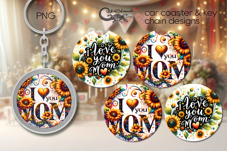 Moms flower | Car coaster & key chain sublimation design P3