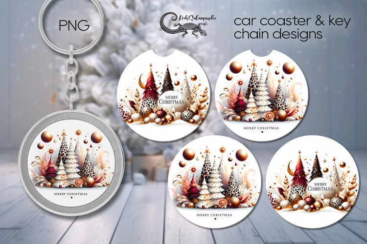 Christmas tree 2 | Car coaster & key chain Xmas designs PL3