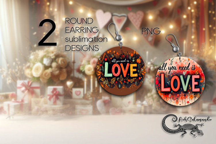 Boho Inscription | hippie Round earring sublimation design 3