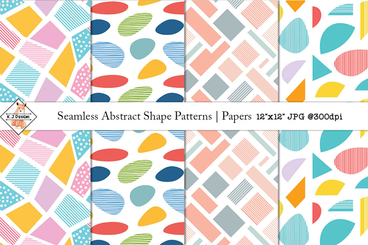 Seamless Abstract Shape Patterns | Digital Papers