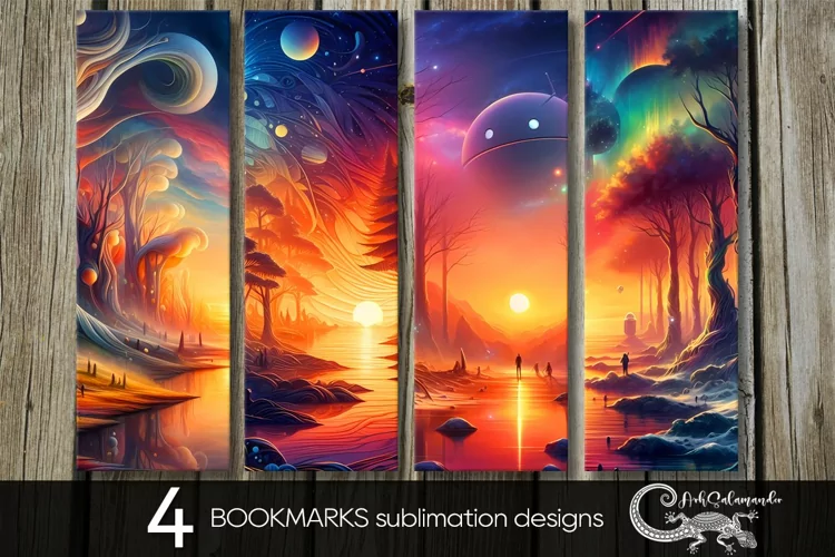 Fantasy landscape | magic bookmarks sublimation design PLUS