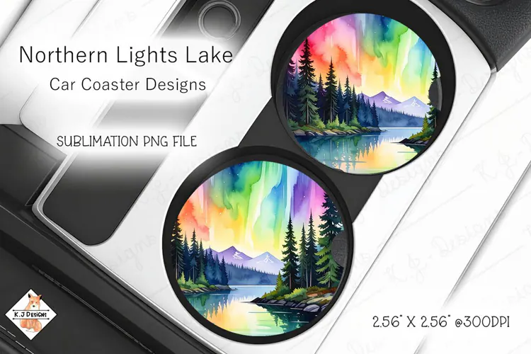 Northern Lights Car Coaster | Sublimation Design