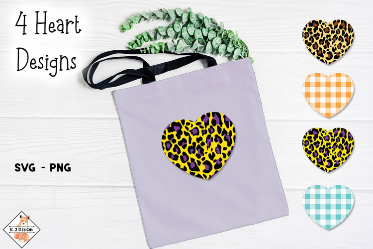 Heart Leopard Pattern Designs SVG - PNG example image 1
