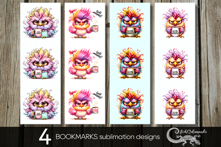 Good Morning | 4 coffee bookmarks sublimation designs PL