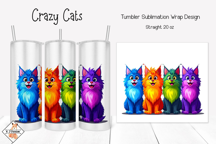 Crazy Cats Tumbler Sublimation Wrap