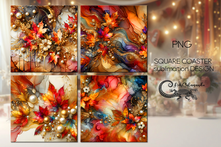 Abstract Autumn | fall square coaster sublimation design