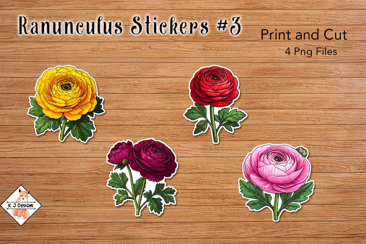 Ranunculus Flower Stickers | Print and Cut