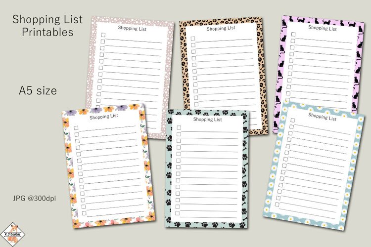 Shopping List Printables A5 size example image 1