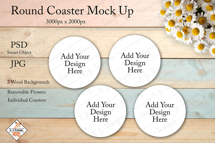 Round Coaster Mock Ups | PSD Smart Object Designs example image 1