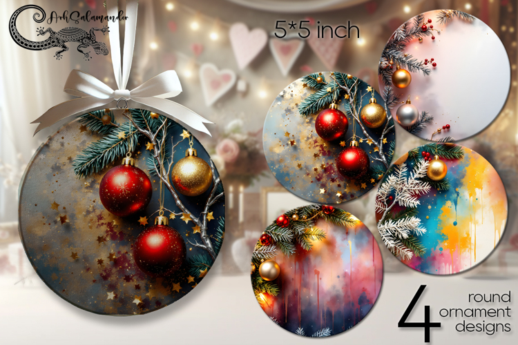 Christmas flatlay | round ornaments sublimation design