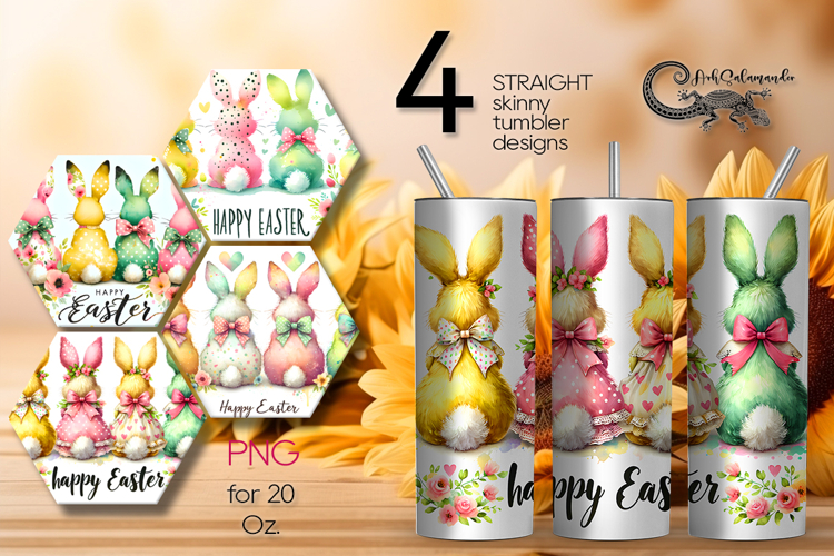 Easter rabbit | 4 Skinny tumbler Sublimation designs PL