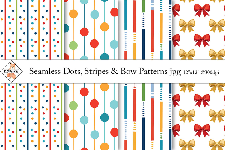 Seamless Dots, Stripes & Bow Patterns | Papers