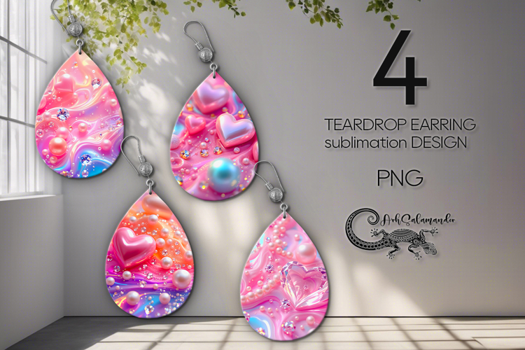 Love Pearls | 4 love teardrop earring Sublimation designs P