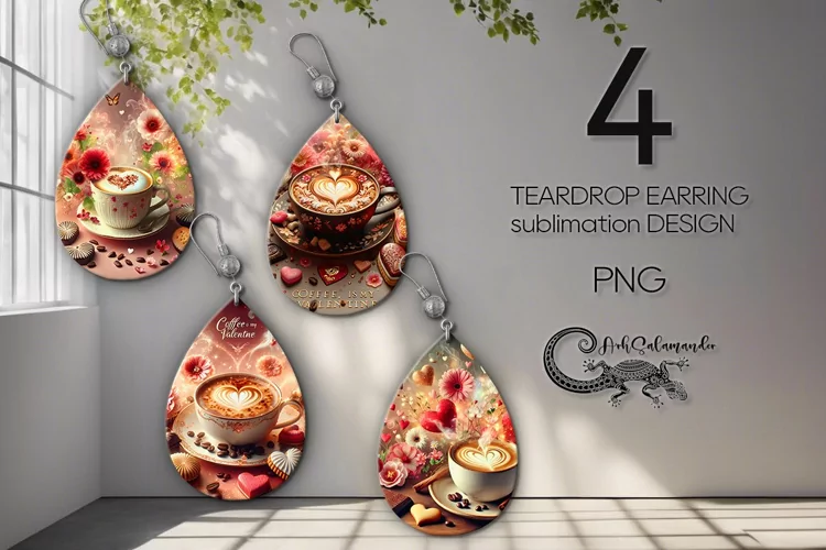 Coffee is my love | Teardrop earring Sublimation design P