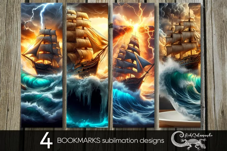 Fantasy ship | magic bookmarks sublimation design PLUS