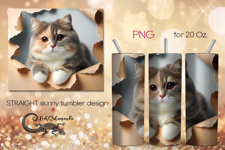 Cats & wall | skinny tumbler Sublimation design PLUS example image 1